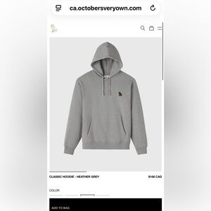 OVO Orginal Gray Hoodie with Embroidered Logo